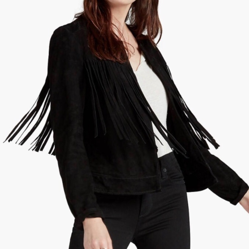 Lucky Brand suede fringe jacket